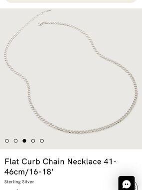 NWOB Monica Vinader Sterling Silver Flat Curb Chain Necklace 41-46cm/16-18'